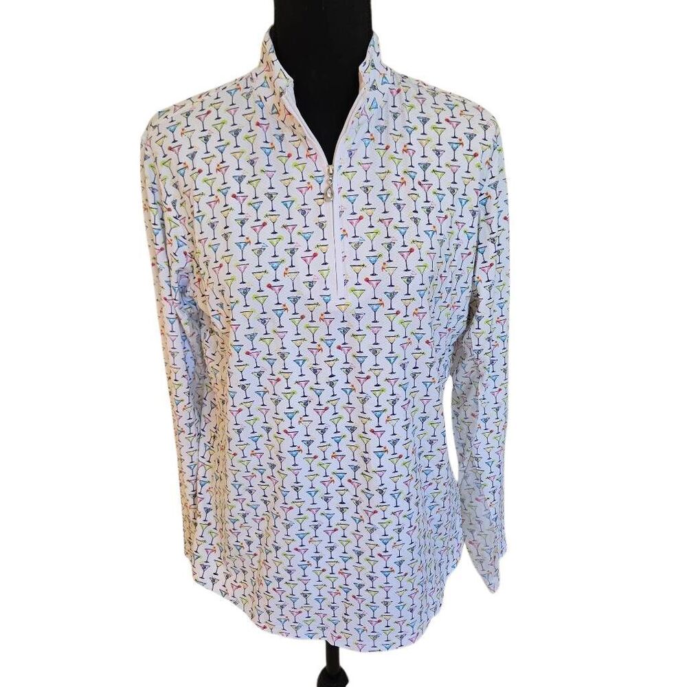 SanSoleil Womens Colorful Martini Print Long Sleeve Performance Sun Shirt Large - Picture 12 of 12